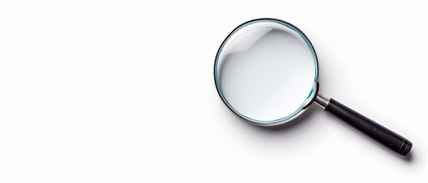  A magnifying glass with a black handle against a white background