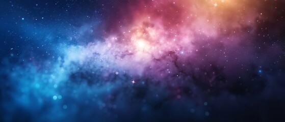 Naklejka premium A sky filled with pink and blue stars, overlapping a blue backdrop dotted with countless stars