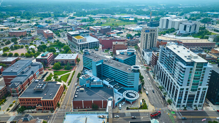 Aerial Modern and Historic Buildings in Downtown Kalamazoo