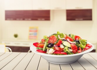 Healthy tasty fresh salad in bowl