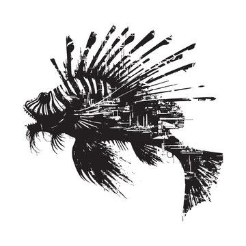 black lionfish abstract art clip art preview