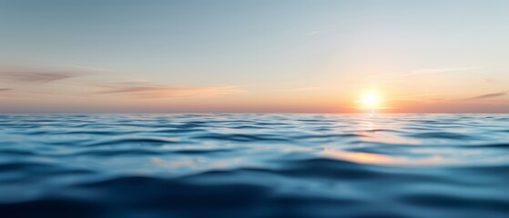 Obraz premium The sun sets over the horizon, casting a reflection on a tranquil body of water A solitary boat floats in its midst