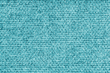Coarse weave texture upholstery turquoise jacquard fabric, textile background, cloth structure