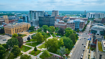 Aerial View of Bronson Park and Downtown Kalamazoo Michigan