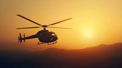 Sunrise helicopter shadows dawn sky serene mood