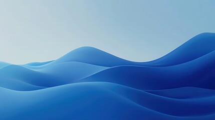 Fototapeta premium A serene abstract representation of smooth blue waves, evoking calmness and tranquility.