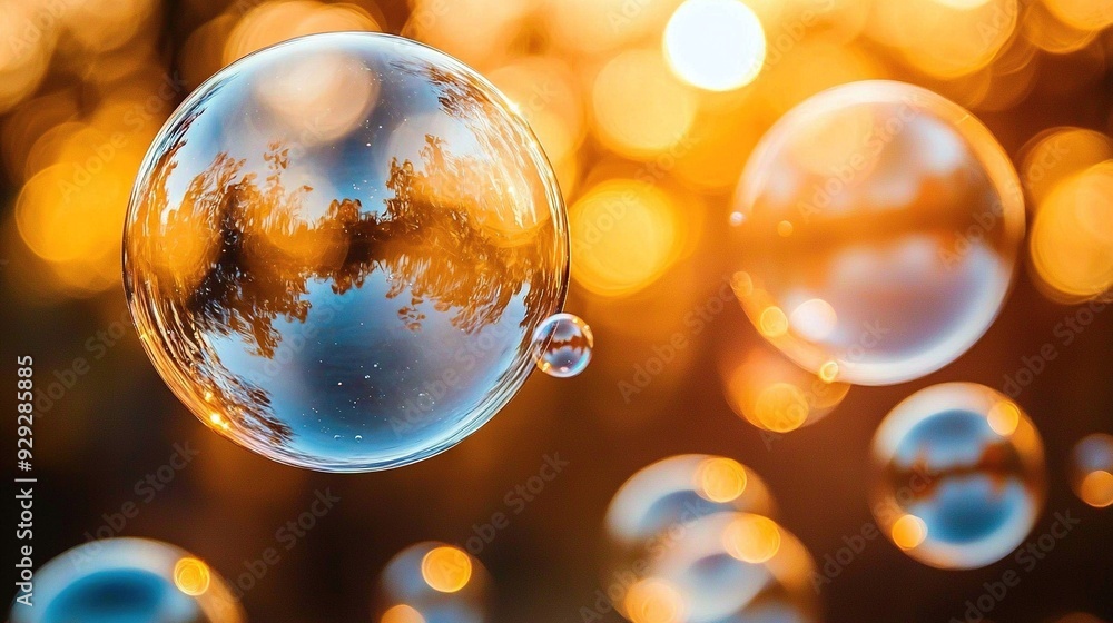 Poster bubbles float above tree-lit background