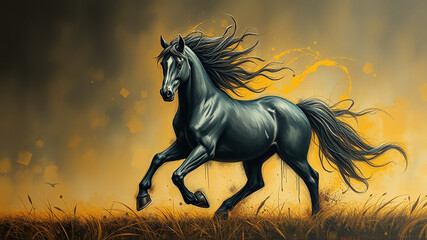 Horse running in the field
