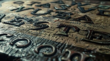 Naklejka premium Letters on an Ouija board or planchette