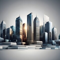 modern city skyline with the light on the center