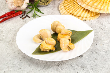 Delicous luxury baked seafood scallops