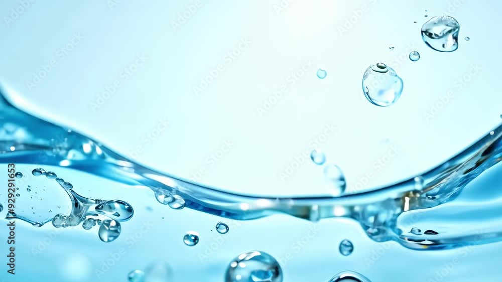 Poster observe the tranquil movement of water droplets as they create gentle ripples, reflecting light in a