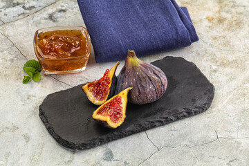 Purple ripe fig with cut