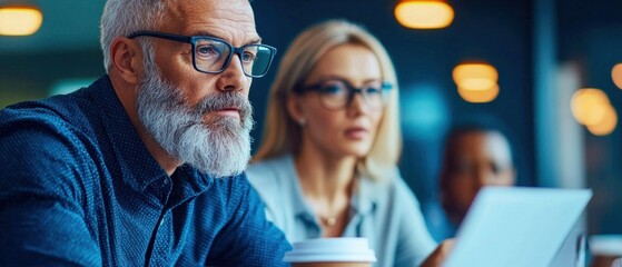 Focused Professionals Analyzing Data on Laptop