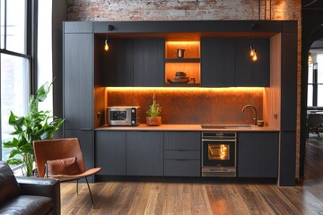 Minimalist kitchen with sleek cabinetry and hidden appliances 