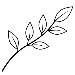 A branch with leaves line art vector illustration