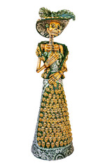 Vibrant Mexican Catrina Figurine in Traditional Artisan Craft Store