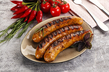 Grilled meat sausages with spices