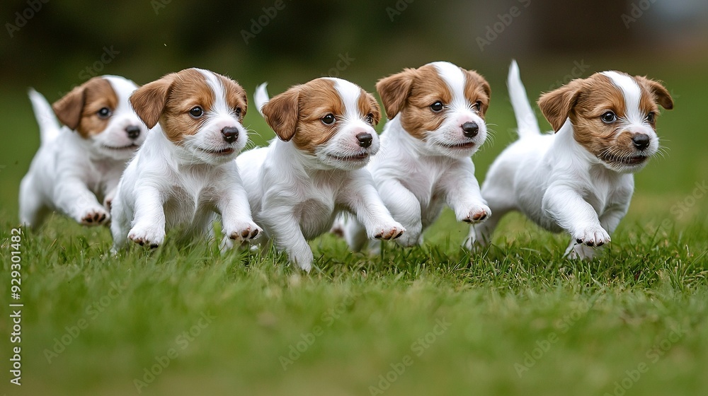 Poster  One pup stares at the lens while another gazes ahead