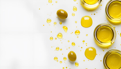 Spots of olive oil isolated on white