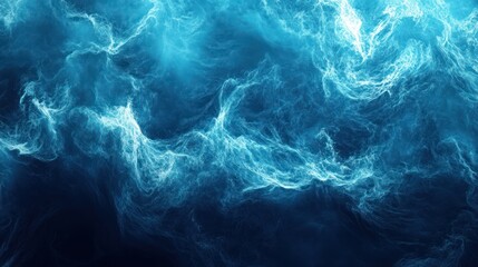 Dynamic abstract blue waves creating a serene underwater atmosphere.