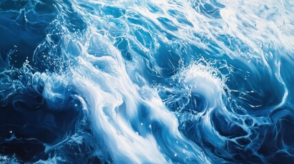 Dynamic ocean waves with vivid blues and foamy white, creating a sense of movement and energy.