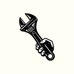 Adjustable Wrench Silhouette Vector Illustration Design