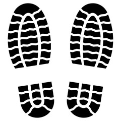 Shoes with lines on the sole. Boot tracks. Vector pattern of two shoe silhouettes.