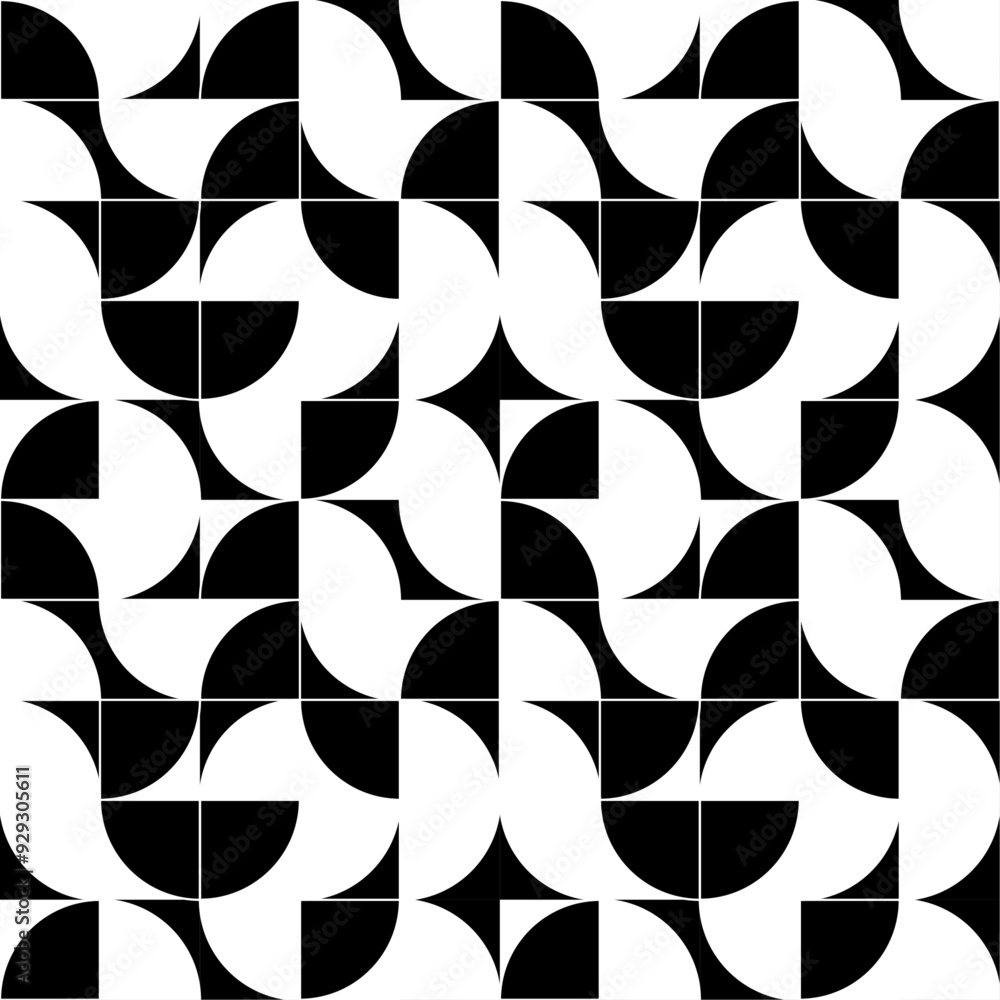 Poster black and white quarter circle pattern. vector geometric monochrome quarter tile pattern.