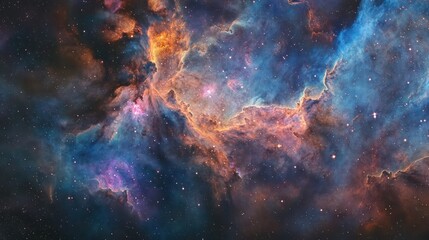 Obraz premium Captivating cosmic clouds of vibrant colors in the depths of space, showcasing nebulae and stardust.