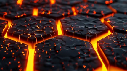 Obraz premium Abstract Geometric Pattern with Octagons, black and Orange Glow 