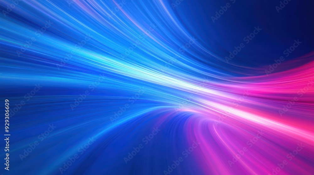 Poster dynamic abstract background with flowing waves of blue and pink light, creating a vibrant and energe