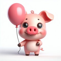 Cute Cheerful piglet with a balloon mascot, character 3d
Generative AI