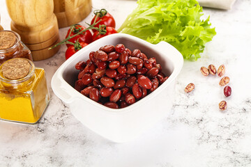 Canned red beans in the bowl
