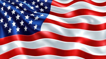 Fototapeta premium A close-up of the American flag waving gracefully in the wind.