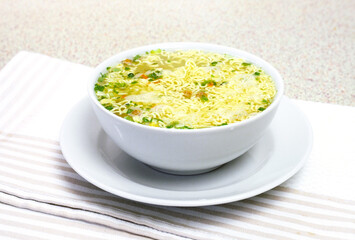 Instant noodles in a bowl
