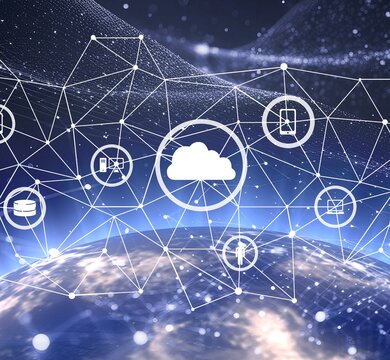 Internet of Things, cloud computing concept, blue cloud