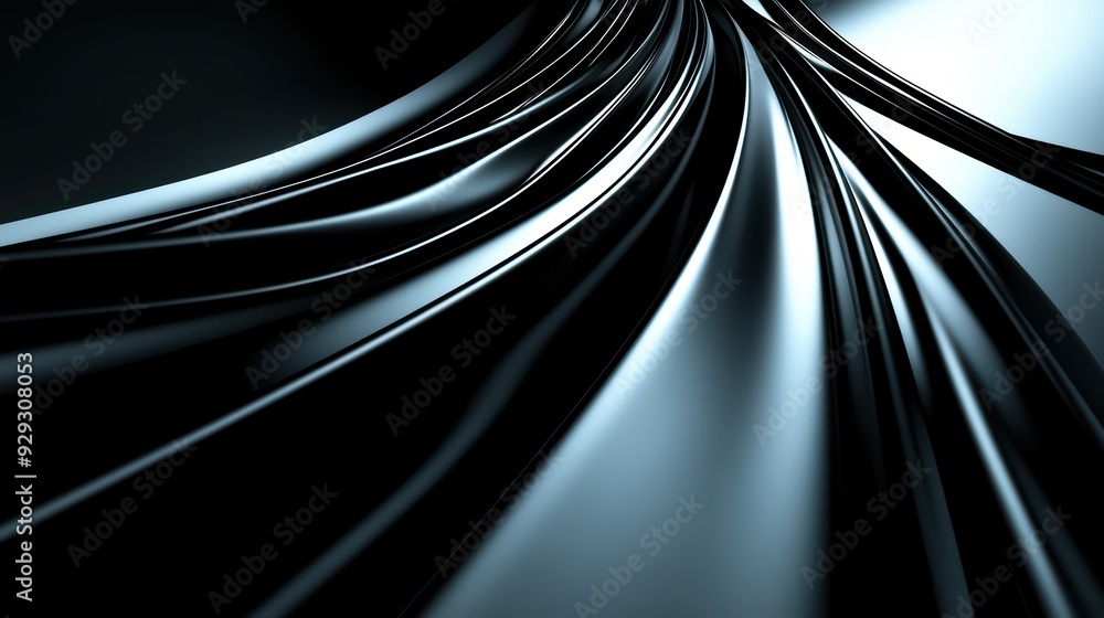 Poster abstract design featuring smooth, flowing lines in a contrasting light and dark palette, perfect for
