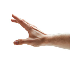 a hand wants to touch something on white background