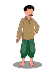 Indian village man cartoon character design