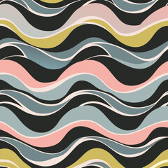Vector waves marbling pattern. Abstract illustration waves liquid marbeling background, colorful wallpaper graphic design.Wavy Swirl Seamless Pattern Groovy Background.	

