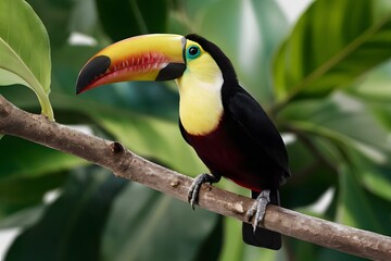 Naklejka premium Toucan Perched on a Branch in Nature, Wallpaper, Cover and Screen for Smartphone, Cell Phone, Computer, Laptop