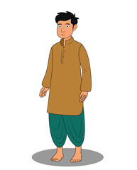 Indian village boy cartoon character design