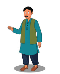 Indian village man cartoon character design