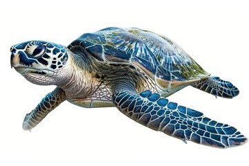 Fototapeta premium Isolated majestic green turtle swimming