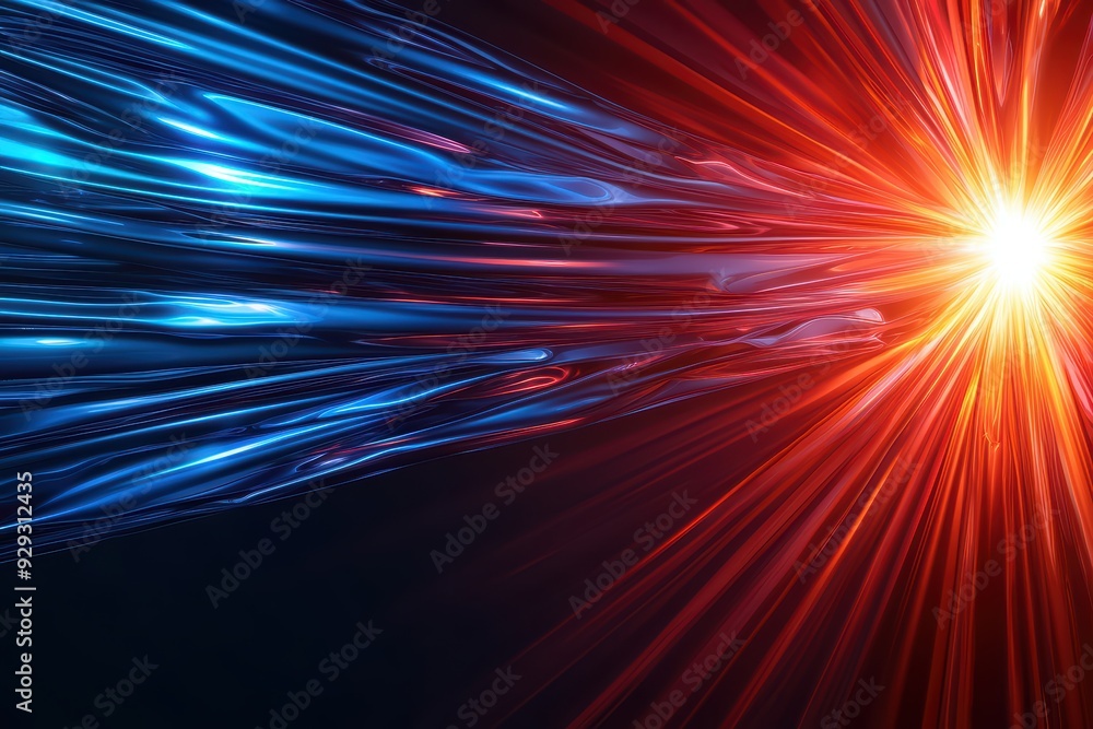 Poster vibrant abstract background featuring dynamic blue and red light streaks, creating a dramatic and en