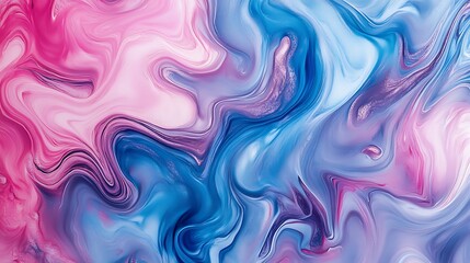 Abstract swirling pink and blue liquid marble background.