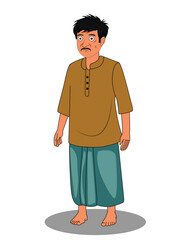 Indian village poor man cartoon character design