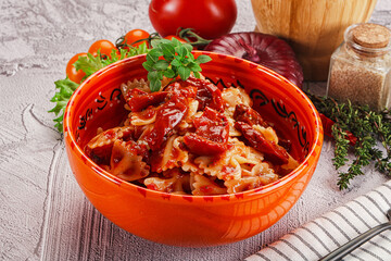Italian pasta with dry tomato