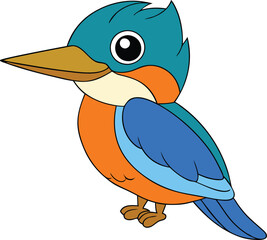 Cute Kingfisher on Vector Illustrator